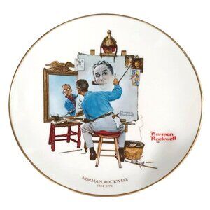 Norman Rockwell Triple Self-Portrait Collectors Plate 1894-1978 Gorham China